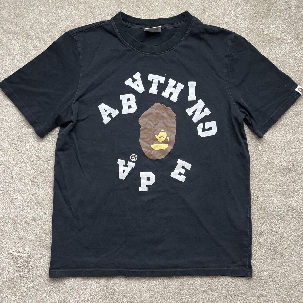 A Bathing Ape BAPE Broken College Tee Black Upside Down Head Graphic T-Shirt